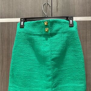 Zara Green Ribbed Mini Skirt for Cocktail